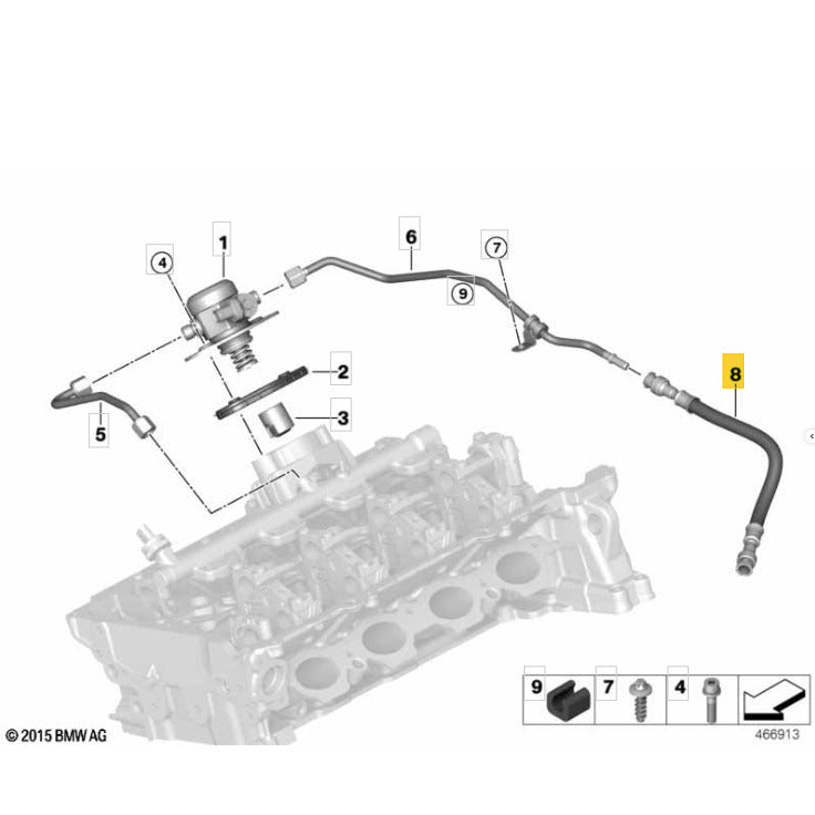 Tubo Flexivel Bomba Alta Pressão BMW 530e 2020 B48 Híbrido