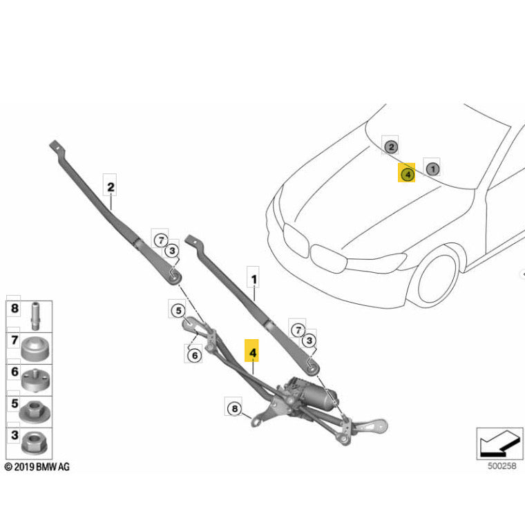 Motor Galhada Limpador Parabrisa BMW 530e 540i G30 2019 2020