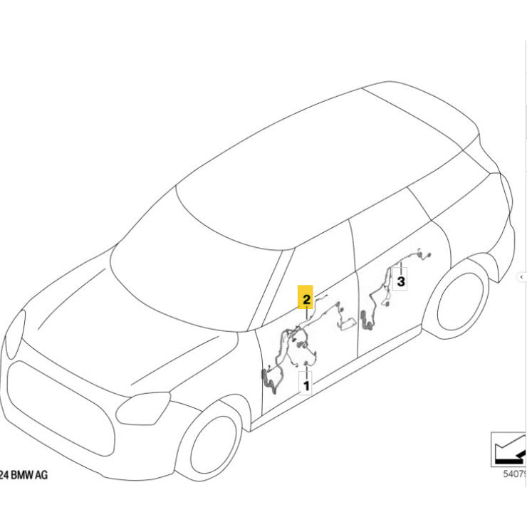 Chicote Porta Mini Countryman JCW 2025 Dianteiro Auxiliar