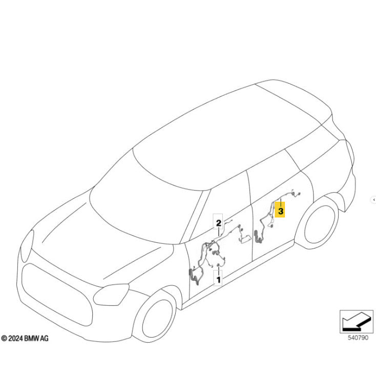 Chicote Porta Mini Countryman JCW U25 2025 2026 Traseiro