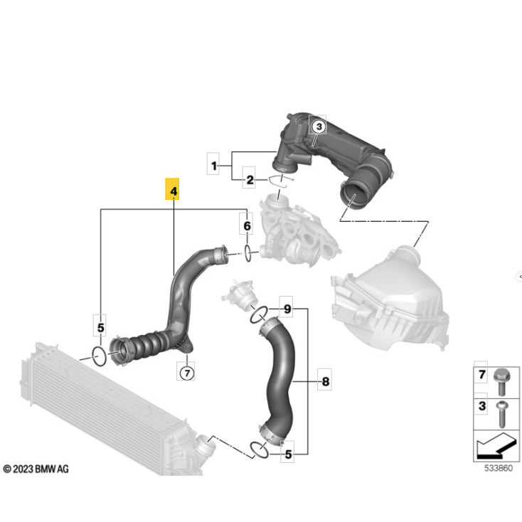 Mangueira Ar Turbina Intercooler Mini Cooper JCW 2025 2026