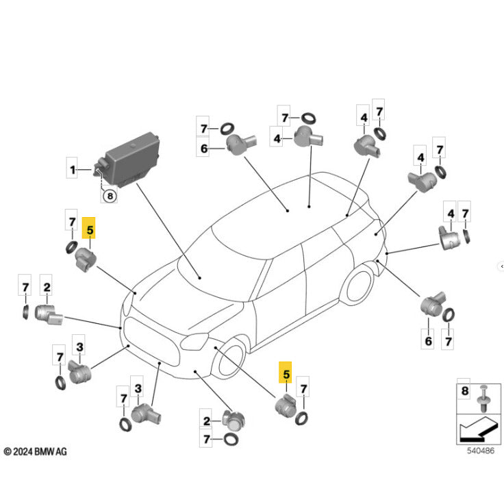 Sensor Estacionamento Mini Countryman JCW 2025 Dianteiro