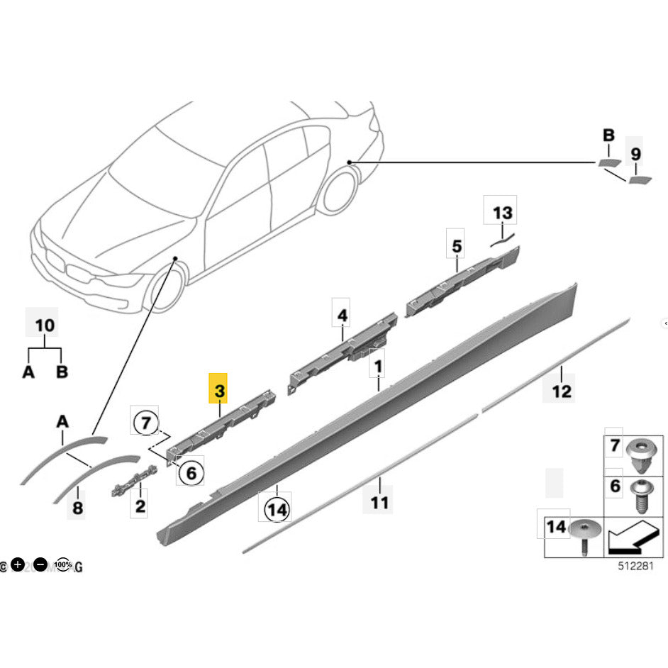 Guia Trava Spoiler BMW 320i F30 2014 Lateral Esquerdo
