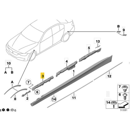 Guia Trava Spoiler BMW 320i F30 2014 Lateral Esquerdo