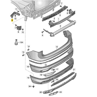 Guia Trava Parachoque VW Tiguan 2023 2024 2025 Traseiro Direito
