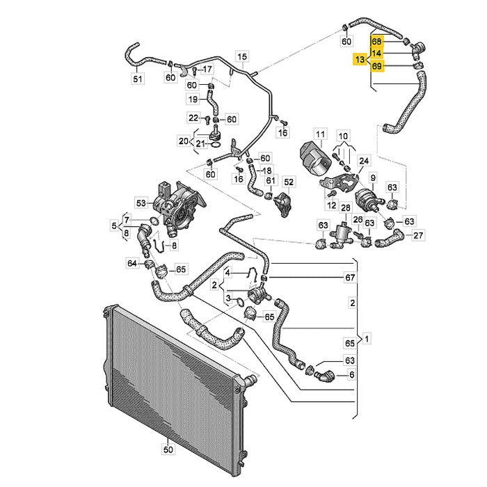 Mangueira Água Radiador VW Tiguan 2023 a 2025 5QN122157AE