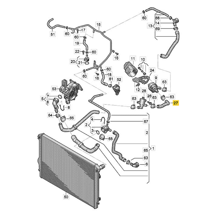 Mangueira Bomba Água VW Tiguan 2023 a 2025 5QN122157AD Auxiliar