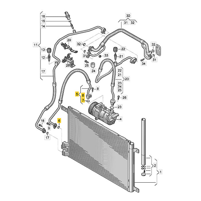 Mangueira Ar Condicionado VW Tiguan 2023 2024 2025 Compressor