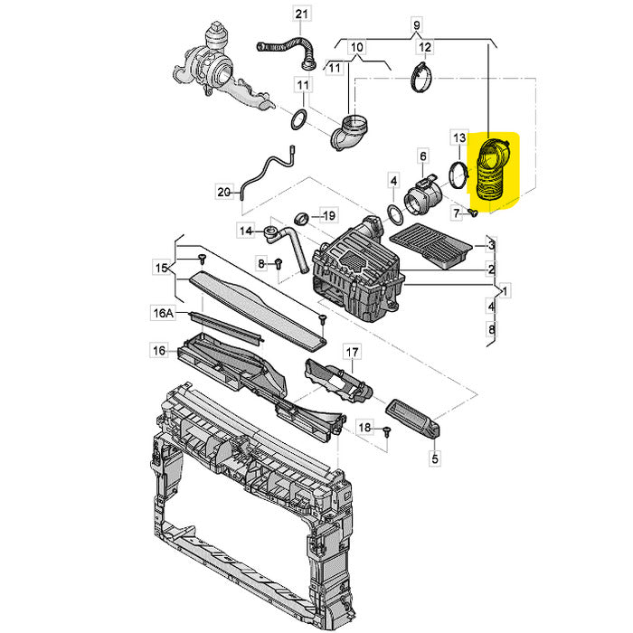 Mangueira Duto Ar VW Tiguan 180cv 2023 a 2025 Filtro Motor