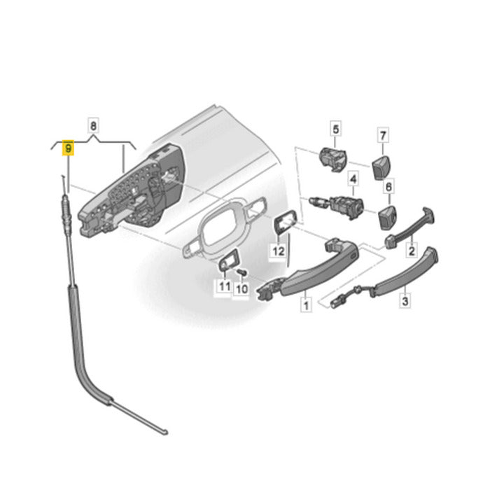 Cabo Maçaneta Audi A4 B8 2013 2014 2015 2016 Dianteiro