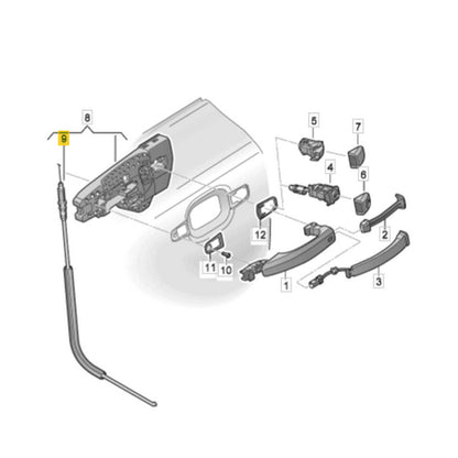 Cabo Maçaneta Audi A4 B8 2013 2014 2015 2016 Dianteiro
