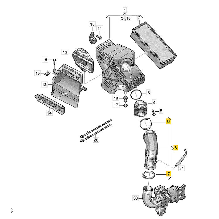 Mangueira Filtro Ar Audi A4 A5 1.8 170cv 2015 2016 Motor