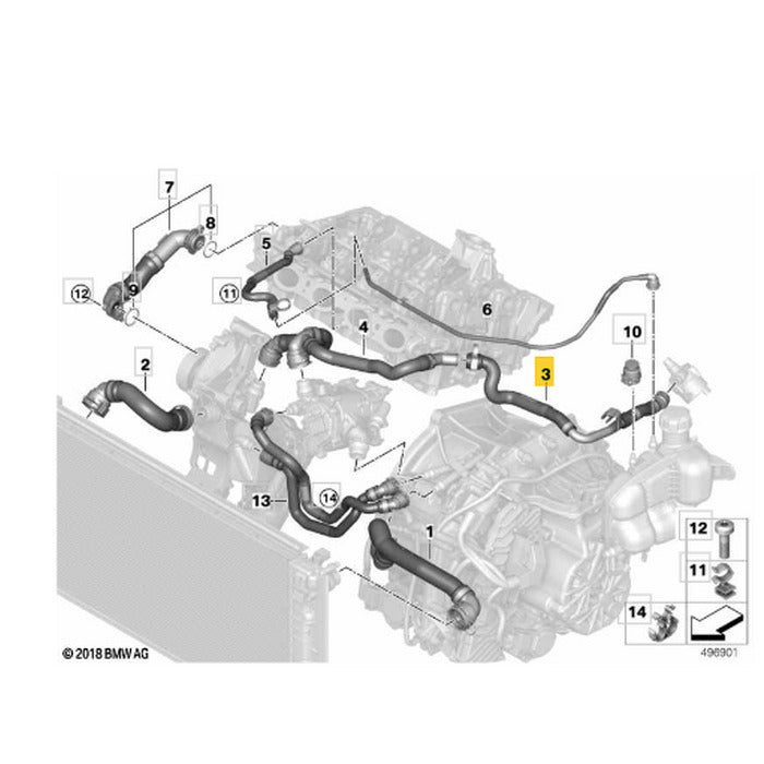 Mangueira Água Radiador BMW X2 B48 2018 2019 2020 2021 2022