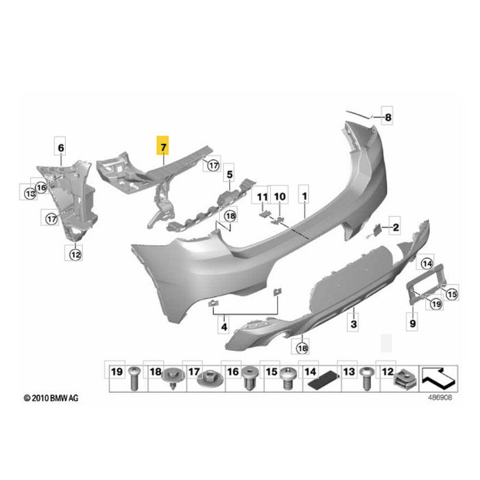 Guia Trava Parachoque BMW X2 F39 2018 2019 Traseiro Direito