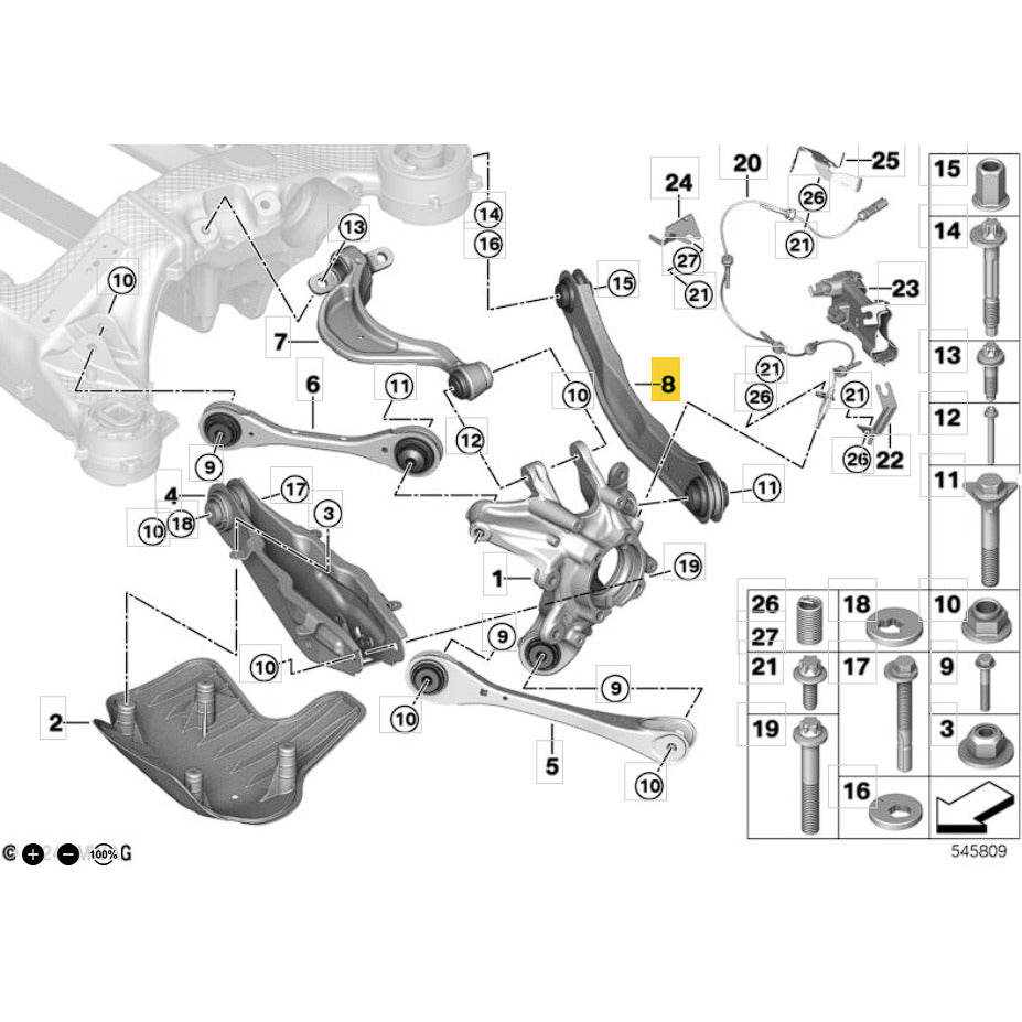 Braço Suspensão BMW iX I20 2022 2023 a 2025 Traseiro Direito