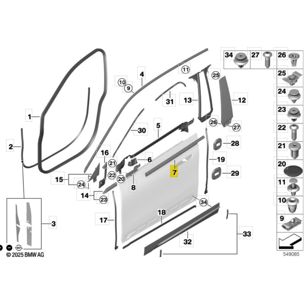 Friso Externo Porta BMW iX I20 M60 2022 a 2025 Dianteiro Esquerdo