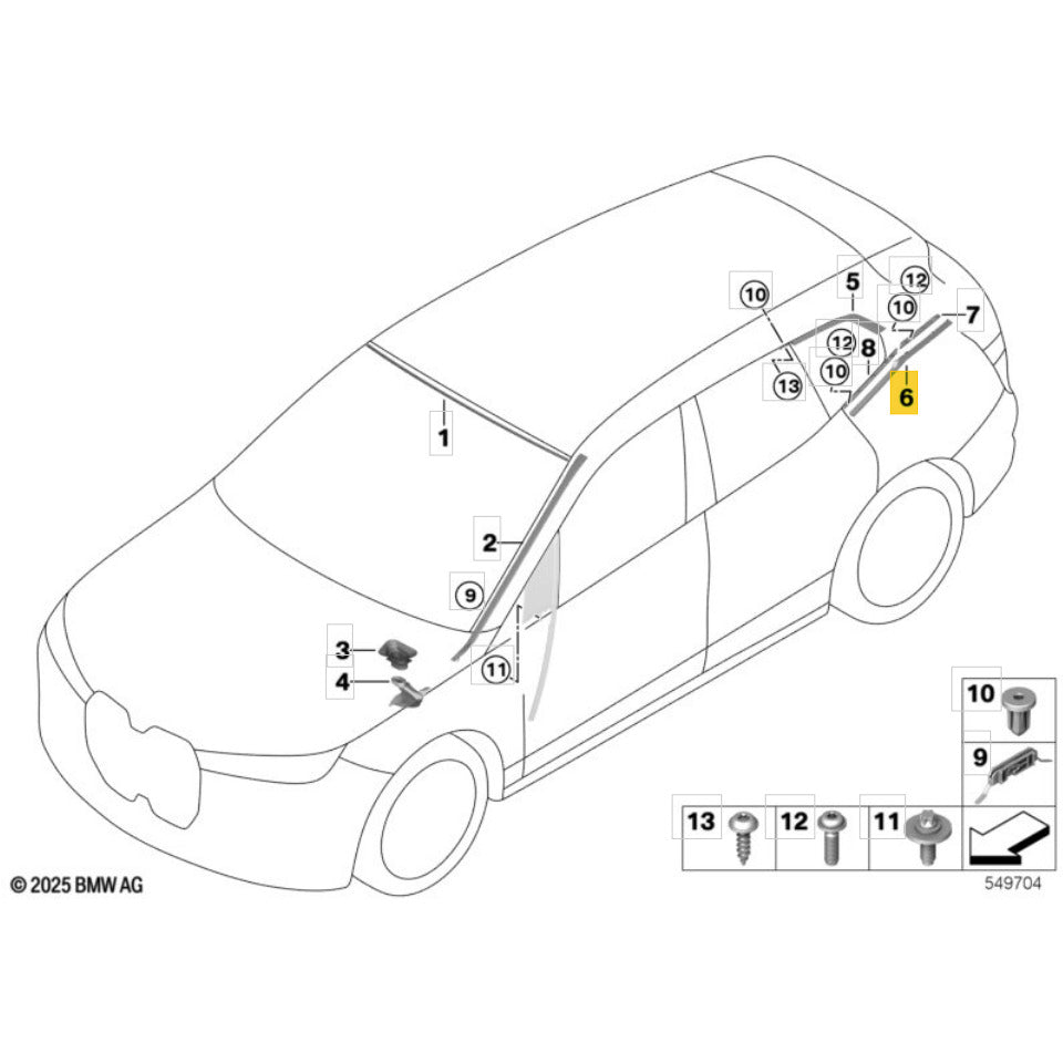Friso Carroceria BMW iX I20 M60 2022 a 2025 Traseiro Direito