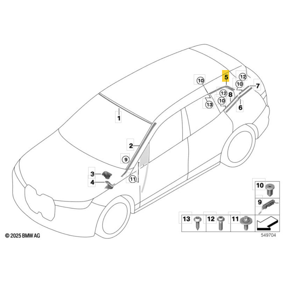 Friso Superior Carroceria BMW iX I20 2025 Traseiro Direito