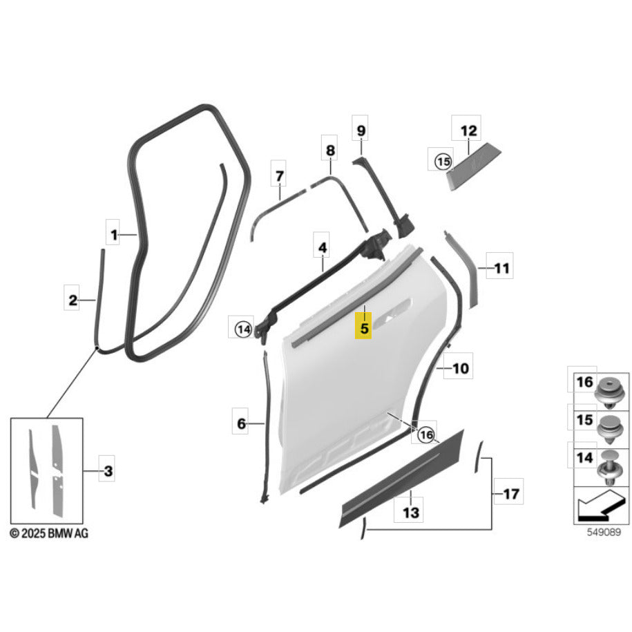 Friso Externo Porta BMW iX 2023 2022 2025 Traseiro Esquerdo