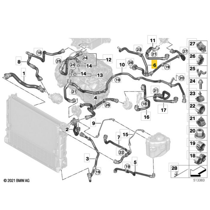 Mangueira Radiador Arrefecimento BMW iX 2022 2023 2024 2025
