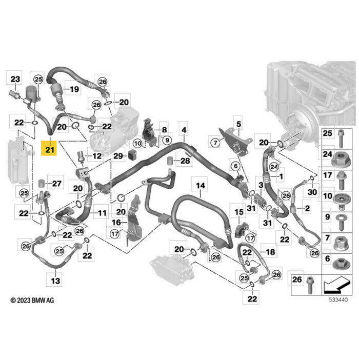 Mangueira Ar Condicionado BMW iX I20 M60 2022 2023 2024 2025