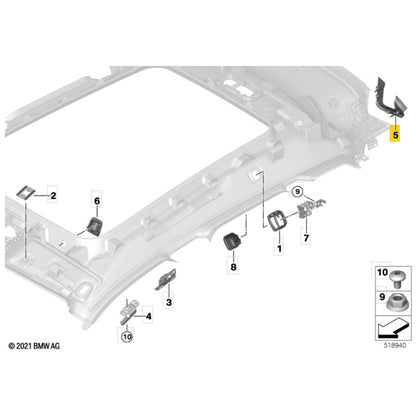 Acabamentos Dobradiça BMW iX 2022 2023 2024 2025 Forro Teto