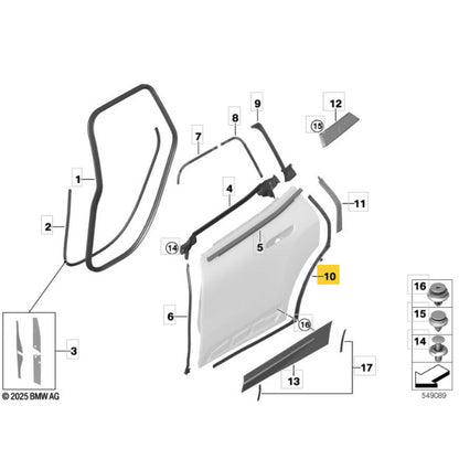 Vedação Borracha Porta BMW iX I20 M60 2025 Traseira Esquerda