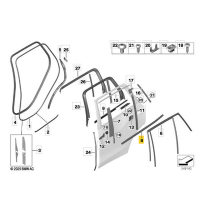 Friso Externo Porta BMW X5 2021 2022 2023 Traseiro Direito