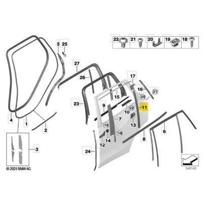 Friso Externo Guia Vidro Porta BMW X5 2022 Traseiro Esquerdo