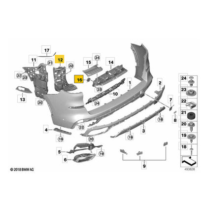 Guia Suporte Parachoque BMW X5 2021 2022 Traseiro Esquerdo