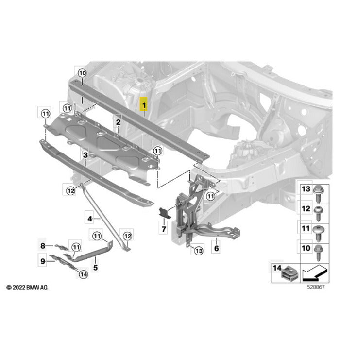 Suporte Superior Radiador BMW X5 G05 2020 2021 2022 Travessa