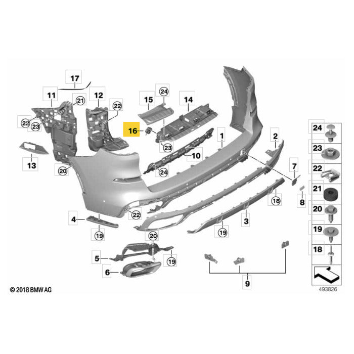 Suporte Parachoque BMW X5 2019 2020 2021 2022 2023 Traseiro