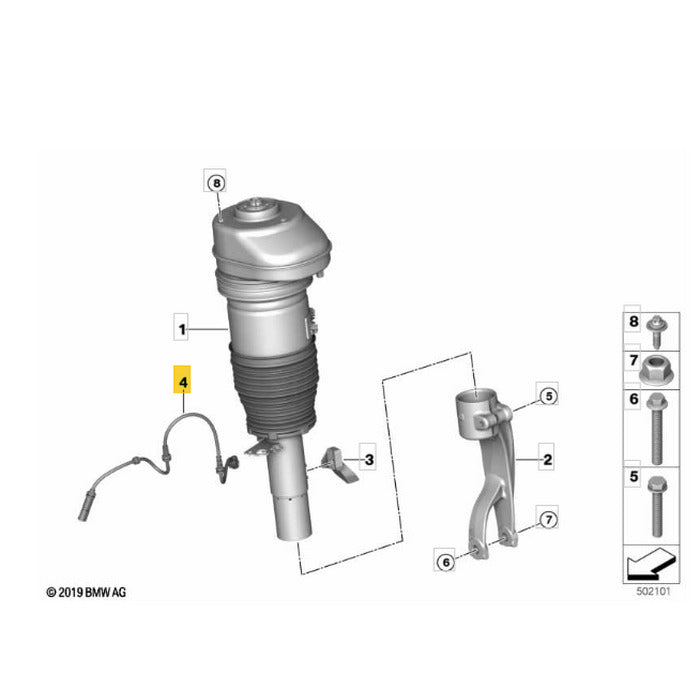 Chicote Amortecedor BMW X5 2021 2022 2023 Dianteiro Direito