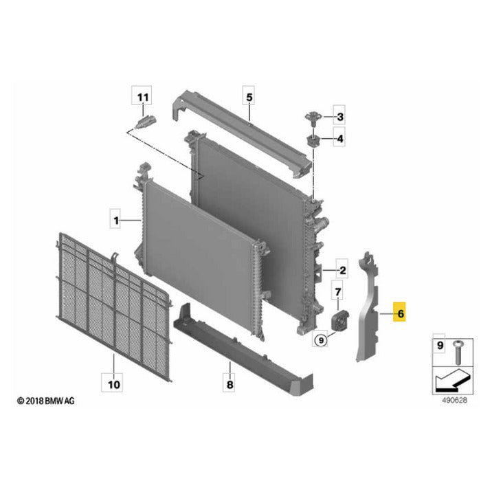 Moldura Defletor Radiador BMW X5 G05 2020 2021 2022 Esquerdo