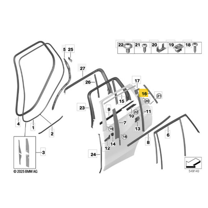Friso Externo Guia Vigia Porta BMW X5 2022 Traseiro Direito