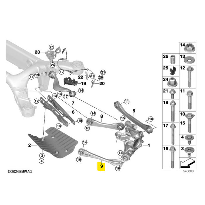 Braço Suspensão BMW X5 G05 2020 2021 2022 2023 2024 Traseiro