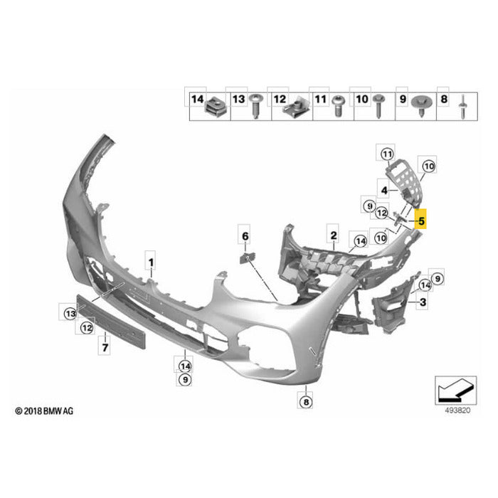 Guia Parachoque BMW X5 G05 2021 2022 2023 Dianteiro Esquerdo