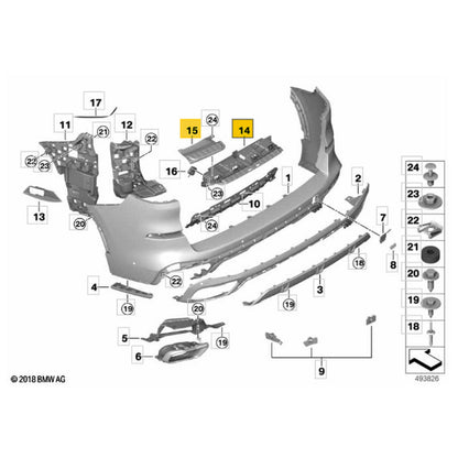 Conjunto Guia Parachoque BMW X5 2020 2021 2022 2023 Traseiro