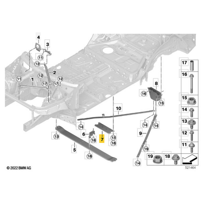 Suporte Tunel Travessa Assoalho BMW X5 2020 2021 2022 2023