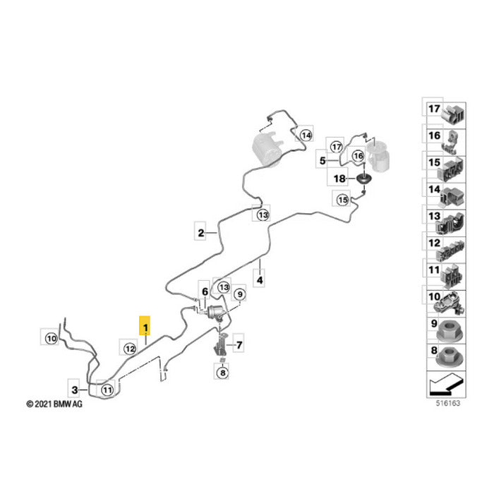 Mangueira Tubo Canister Combustível BMW X5 Híbrido 2022 2023