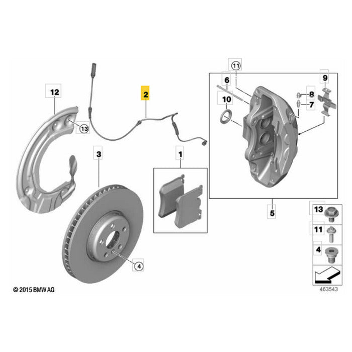 Sensor Desgaste Roda BMW X5 G05 B58 2021 2022 2023 Dianteiro