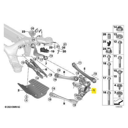 Montante Manga Eixo BMW X5 2021 2022 2023 Traseiro Direito