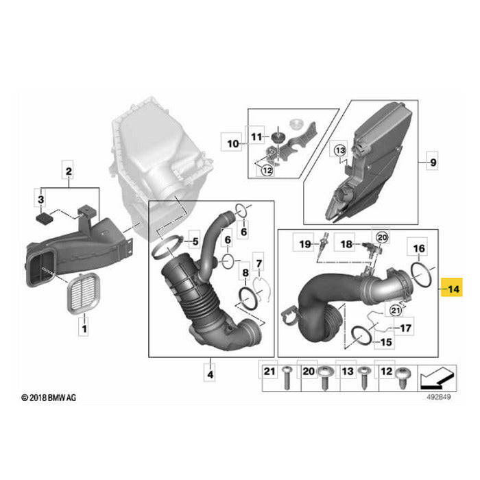 Duto Filtro Ar Admissão BMW X5 Motor B58 2020 2021 2022 2023