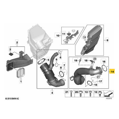 Duto Filtro Ar Admissão BMW X5 Motor B58 2020 2021 2022 2023