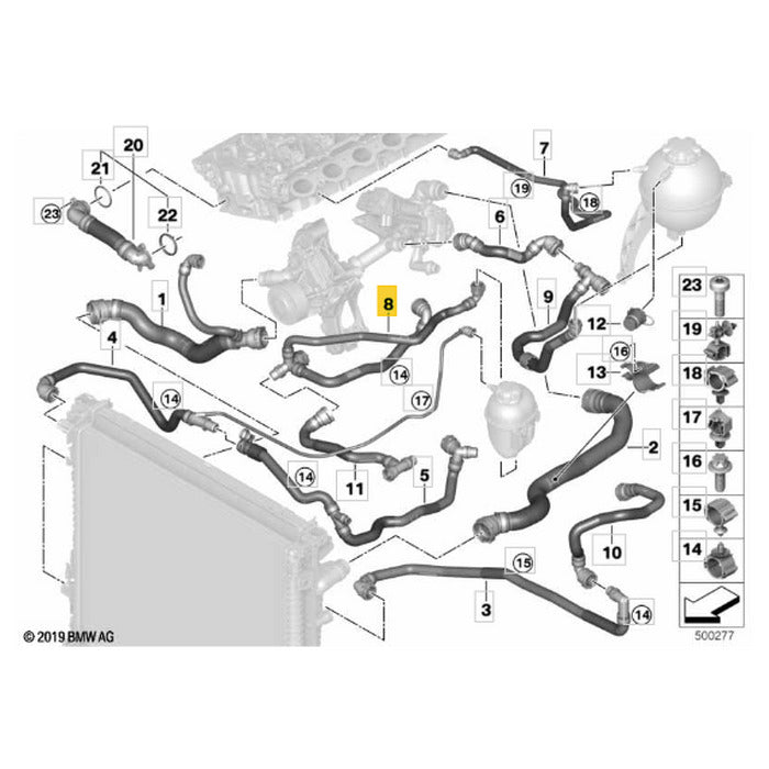 Mangueira Água Radiador BMW X5 B48 2019 2020 2021 2022 2023