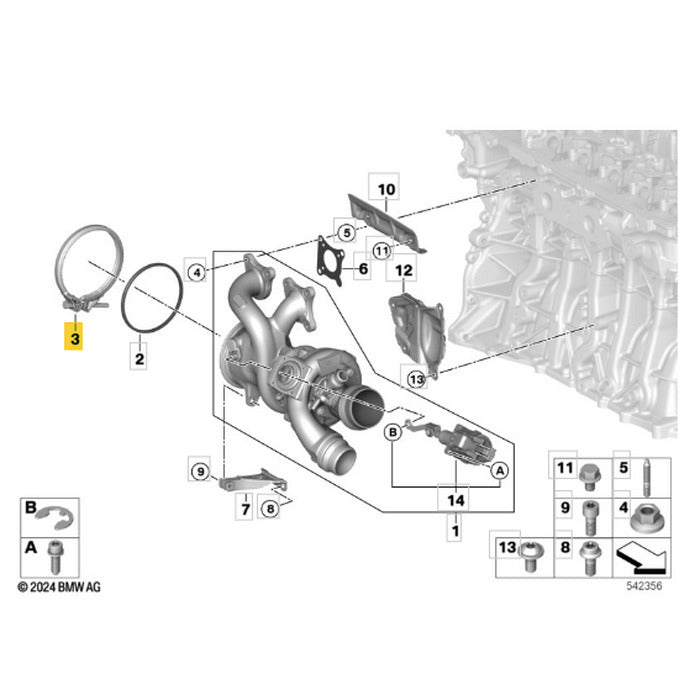Abraçadeira Turbina Catalisador BMW X5 Híbrido G05 2021 2022