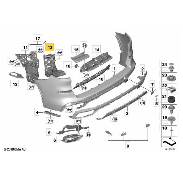 Guia Trava Parachoque BMW X5 G05 2021 2022 Traseiro Direito
