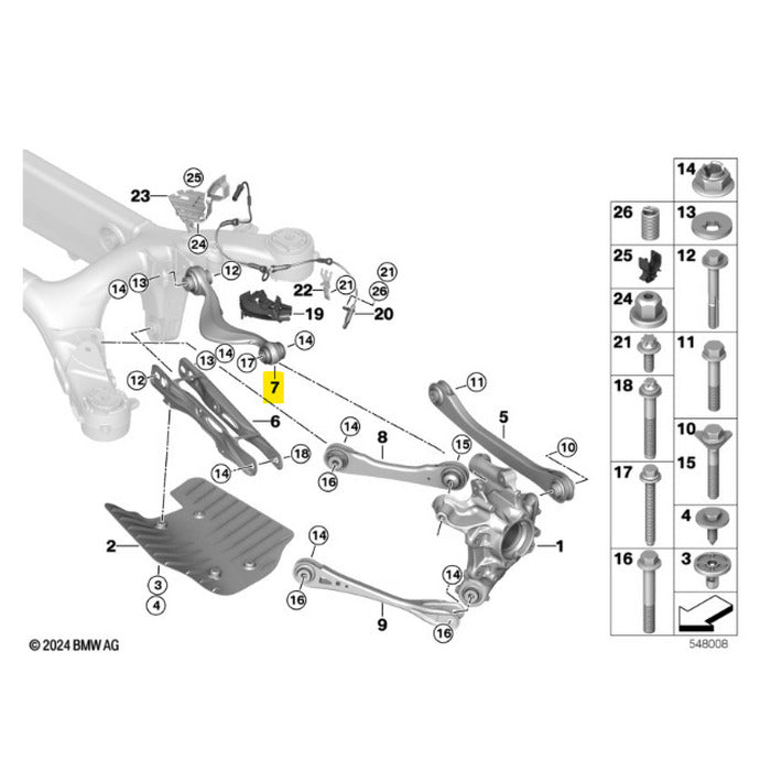 Braço Suspensão Curvo BMW X5 G05 2022 2023 Traseiro Esquerdo