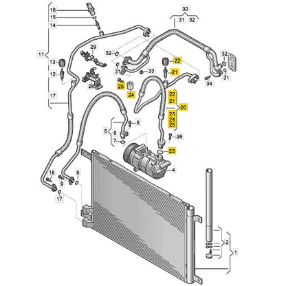 Mangueira Ar Condicionado VW Golf 2014 2015 2019 Compressor
