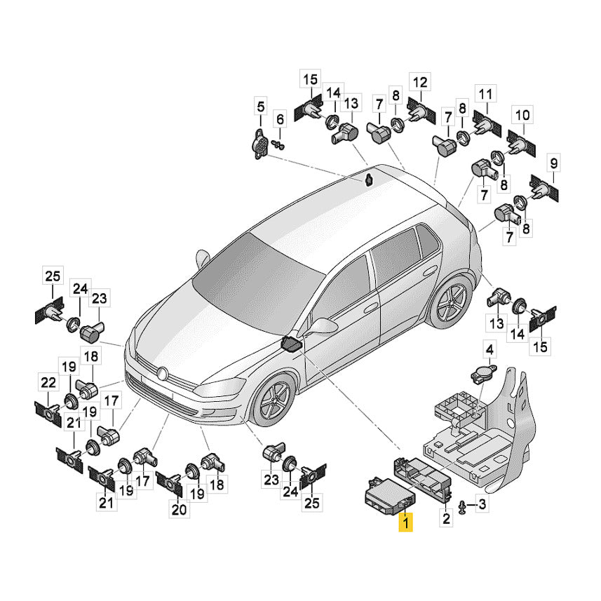 Módulo Central Estacionamento VW Golf 2014 2015 2016 a 2019